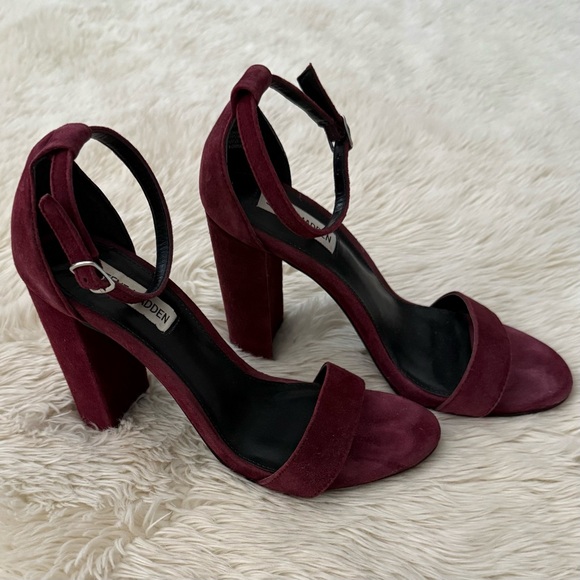 Steve Madden Burgundy Carrson Suede Heels - Picture 1 of 7